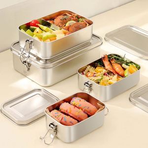SUS304 Stainless Steel <b>Lunch</b> <b>Box</b> Bento Container Leakproof Seal with Removable Dividers for Office School Travel Meal Prep - Product Image 4