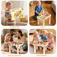 Table d'activités sensorielles pour bébé en bois massif ergonomique 8-en-1, table de jeu en pin au design moderne