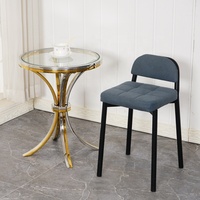 Meubles de salon modernes et luxueux, table basse d'angle avec plateau en verre trempé rond, base en métal doré et argenté
