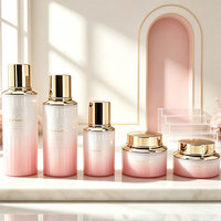 Ensemble de flacons et pots en verre pour soins de la peau, avec pompe pulvérisatrice, emballage rose personnalisé, contenances 30g, 50g, 40ml, 100ml, 120ml