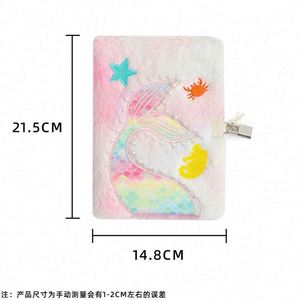 Carnet Secret Moelleux pour Écrire et Dessiner, Journal Doux Sirène pour Filles avec Serrure et Clés - Product Image 6