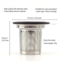 Saringan Teh Jala Ekstra Halus 304 Keranjang Infuser Teh Baja Tahan Karat dengan Tutup Silikon
