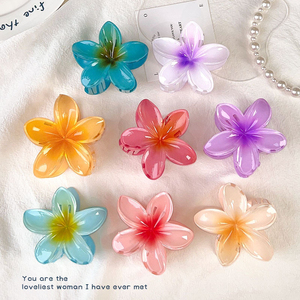 Pinces à cheveux en plastique PYC motif fleur hawaïenne 5x5x3cm pour femmes et filles, accessoires de mode décontractés, vente en gros - Product Image 2