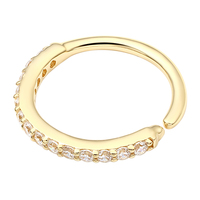 Eternal Metal Anneau de piercing classique en or massif 14K pavé de zircons pour oreille, nez, nombril et labret