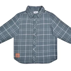 2024 Children Long Sleeve Plaid Flannel Button Up Shirt Kids Clothing Wholesale Children's Shirt Kids Clothing