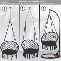 Fauteuil suspendu avec coussin rond, hamac en macramé pour l'intérieur et l'extérieur