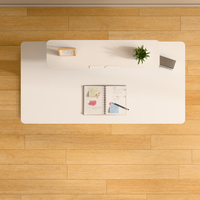 Bureau debout ergonomique moderne en bois avec rangement - Réglable manuellement par manivelle avec tiroir et plateau pour câbles pour bureau à domicile