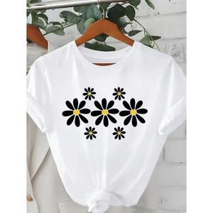 T-shirts d'été mignons en coton 100% doux et légers pour femmes et enfants, hauts à manches courtes confortables et respirants, tendance décontractée pour les activités de plein air - Product Image 3