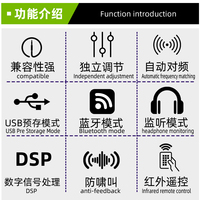 Microphone sans fil UHF portable à commande à distance DSP rechargeable haute puissance 2200 mAh en métal M510+N41 pour discours et karaoké