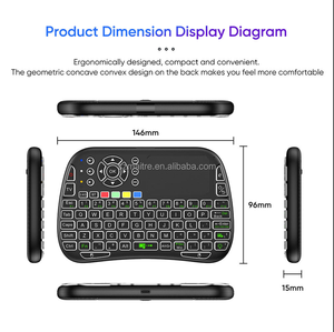 M9 <span class=keywords><strong>Keyboard</strong></span> Mini lampu latar 7 warna 300mAh 2.4G, <span class=keywords><strong>Mouse</strong></span> udara nirkabel Remote pintar untuk proyektor PC Android ponsel TV pintar - Product Image 3