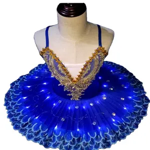 Lampu Led Profesional, Kostum Tutu Balet Danau Angsa, Gaun Balerina Anak Perempuan, Kostum Pesta Panggung Pakaian Dansa