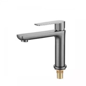 <span class=keywords><strong>Robinet</strong></span> de lavabo à poignée unique, à montage sur plan, en laiton brossé gris canon, style nordique, luxe léger, eau chaude et froide, pour la maison et l'hôtel - Product Image 6