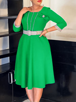 Robes de bureau élégantes pour femmes, robe midi bleue, vêtements de bureau pour femmes, dernière robe printemps-automne-été