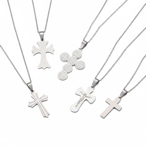 Collier croix en acier inoxydable unisexe, bijou de mode pour usage quotidien, cadeau au design simple et élégant - Product Image 2