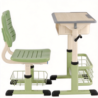 Bureau et chaise d'école avec bords et coins adaptés aux enfants pour plus de sécurité, avec réglage rapide de la hauteur pour gagner du temps