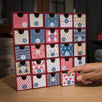 Boîte de calendrier de l'avent personnalisée, 24 compartiments, boîte de compte à rebours de Noël pliable de luxe, boîte cadeau vide pour calendrier de l'avent, OEM ODM