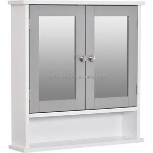 浴室壁柜，带2扇门和镜子，3层，可调高度搁板