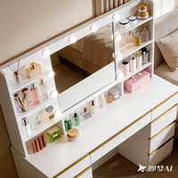 Lampe de coiffeuse moderne en verre avec grand miroir HD et ampoule à lumière chaude pour chambre à coucher et table de maquillage