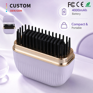 Portable Pocket Size Hair <b>Straightener</b> Brush Pocket Travel Mini <b>Cordless</b> Electric Mini Heating Comb With 4000 Mah Battery - Product Image 1