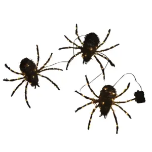 Araña de ratán LED con batería personalizada, 3PK, 120L, para decoración de Halloween