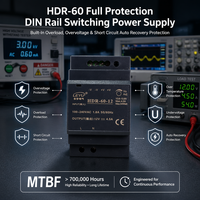 HDR-60-12 60W 12V 4.5A DIN Raylı Güç Kaynağı %90 Verimlilik 85-264VAC -30~70 ℃   Endüstriyel AC-DC Dönüştürücü CE