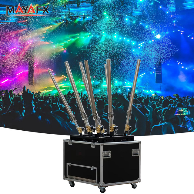 Large Nine Launching Tubes Confetti Streamer Cannon Launcher Machine Dmx Control Party Stage Confetti Effect Wedding Stadium