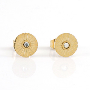 Fashion Stud Earrings Gold Steel Color Titanium Steel Geometric Star Design Round Line Minimalist European American Style - Product Image 4