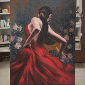 Pintura <span class=keywords><strong>al</strong></span> <span class=keywords><strong>Óleo</strong></span> Original <span class=keywords><strong>de</strong></span> Arte Español, Hermosa Pintura <span class=keywords><strong>de</strong></span> Flamenco sobre Lienzo, Tamaño Personalizado, Decoración <span class=keywords><strong>de</strong></span> Pared para el Hogar, Hotel/Habitación - Product Image 3