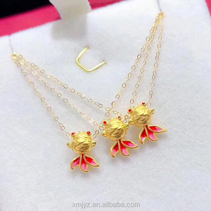Collar de Oro de Dubái con Diseño de Pez <span class=keywords><strong>Ponyo</strong></span>, Bañado en Latón con Oro de 14K, Pequeño Pez Dorado, Ji Yusheng Has You - Product Image 3