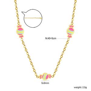 Stainless Steel Jewelry 18K Gold Plated Enamel <b>Candy</b> Pendant <b>Necklace</b> Colorful Striped Lollipop Chain <b>Necklace</b> for Women Girls - Product Image 3