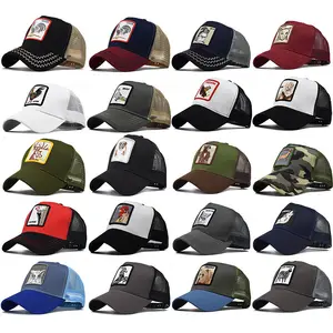 YUEXING Wholesale Custom Logo Personalized Cartoon Animal Mesh Embroidered Trucker Hat Cap With Patch