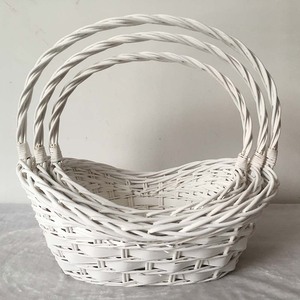 Cesti di <span class=keywords><strong>vimini</strong></span> ovali bianchi ecologici per <span class=keywords><strong>fiori</strong></span>, cesti di <span class=keywords><strong>vimini</strong></span> natalizi foderati per <span class=keywords><strong>fiori</strong></span> con manico, all'ingrosso - Product Image 5