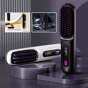 Cepillo Alisador de Cabello 2 en 1 Recargable Inalámbrico USB, Peine Caliente de Cerámica con 3 Ajustes de Temperatura, Plegable y Portátil para Hotel - Product Image 4