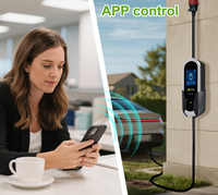 Chargeur de voiture électrique portable supérieur de type 1 7 kW 220 V CA, boîte de charge de voiture électrique, contrôle par application, écran HD 3,5 pouces, câble TPU IP66, TUV, CB, RoHS