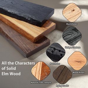 Estante flotante de madera de olmo natural de 2 niveles, estante de almacenamiento montado en la pared para libros y decoración - Product Image 5