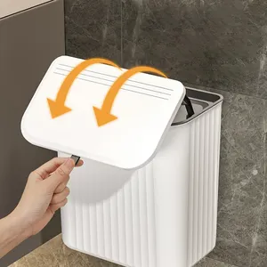 Cubo de basura colgante para puerta de armario de cocina DS1806, cubo de basura montado en la pared, cubo de basura de plástico para compost, cubo de basura colgante de 9L con tapa