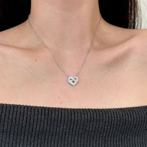 Colliers Dylam au design délicat en argent sterling 925 hypoallergénique avec chaîne à maillons et pendentif cœur en zircone cubique 5A - Product Image 3