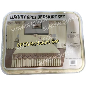 Wholesale 6PCS Quilted Bedspread Set Polyester Bed Sheet with Lace Bed Skirt <strong>Matching</strong> <strong>Curtains</strong> Small <strong>Cushion</strong> Woven Technique - Product Image 3