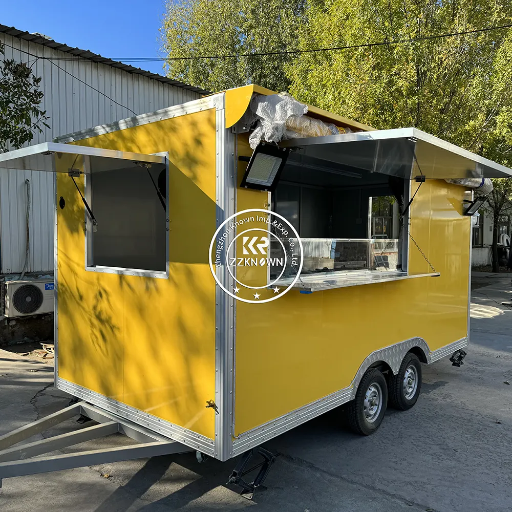 Camión de comida callejera móvil crepe personalizado, carrito de café y pizza, freidora móvil, concesión de comida, remolque de catering de EE. UU. Totalmente equipado