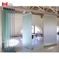 Customized Frameless Glass Partition Clamp Sliding Folding Door Frameless Partition Wall Frameless Movable Glass Partition Wall