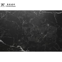 Azulejos clásicos de piedra sinterizada negra brillante para encimera de cocina, tocador de baño, escalera de comedor, gran superficie pulida