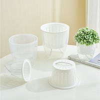Pot de fleurs hydroponique paresseux en gros, pot auto-arrosant transparent à double couche en plastique pour bureau
