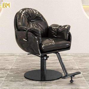 Poltrona da Barbiere di Lusso Reclinabile in Pelle Arancione con Pompa Idraulica per Piccoli Saloni, Parrucchieri e Styling Femminile - Product Image 1