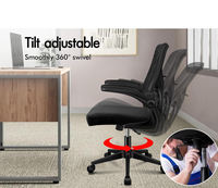 Chaise de bureau ergonomique tout noire pour le gaming et la course, chaise de bureau en maille pour la maison et le bureau, chaise de bureau d'étude pour étudiant à dossier mi-haut