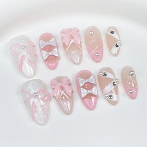 <span class=keywords><strong>Uñas</strong></span> Postizas <span class=keywords><strong>de</strong></span> Gel Acrílico <span class=keywords><strong>de</strong></span> Alta Calidad con Diseño <span class=keywords><strong>de</strong></span> Corazón Dulce Sueño, Patrón Personalizado <span class=keywords><strong>de</strong></span> Grano <span class=keywords><strong>de</strong></span> Vaca y Almendra, Estilo Stiletto - Product Image 6