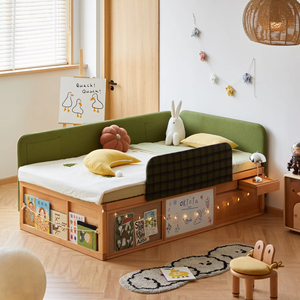 <span class=keywords><strong>Lit</strong></span> moderne pour enfants avec <span class=keywords><strong>rangement</strong></span> ottoman en bois massif, durable pour appartement, hôtel ou école - Product Image 1