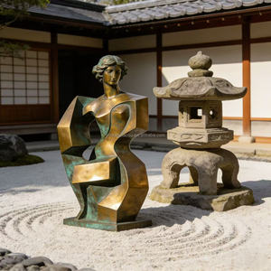 Escultura Moderna Abstracta de Figura Femenina en Bronce, Estilo Cubista, Estatua Artística para Decoración de Jardín y Hotel - Product Image 6