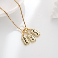 Collier Pendentif Bracelet en Zircon Métal Doré 18 Carats, Bijoux Lettre Inspirante « Believe Brave Hope » à Vendre