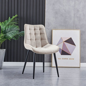 Chaises de salle à manger de restaurant confortables et luxueuses modernes en tissu gris en cuir velours rembourrées - Product Image 1
