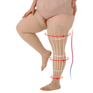 Chaussettes <span class=keywords><strong>de</strong></span> compression médicales pour femmes, <span class=keywords><strong>classe</strong></span> <span class=keywords><strong>2</strong></span>, hauteur cuisse, 20-30 mmHg, bout ouvert, antidérapantes, pour varices et gonflements - Product Image 2
